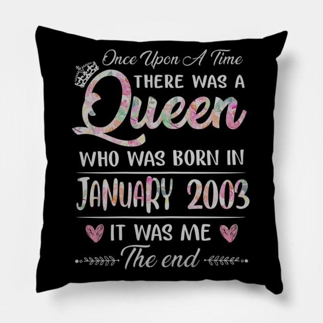 Girls 17th Birthday Queen January 2003 17 Years Old Pillow by daylightpombo3