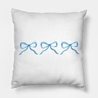 Three Blue Bows Pillow