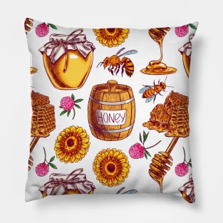 Honey pattern mask, yellow print mask Pillow