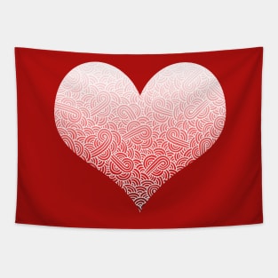 Ombre red and white swirls doodles heart Tapestry