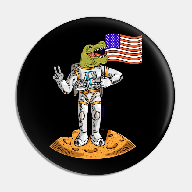 Engraving cool dude in space suit dino t-rex hold american usa flag on moon the first flight on moon space Pin by drydenshops