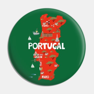Portugal Illustrated Map Pin