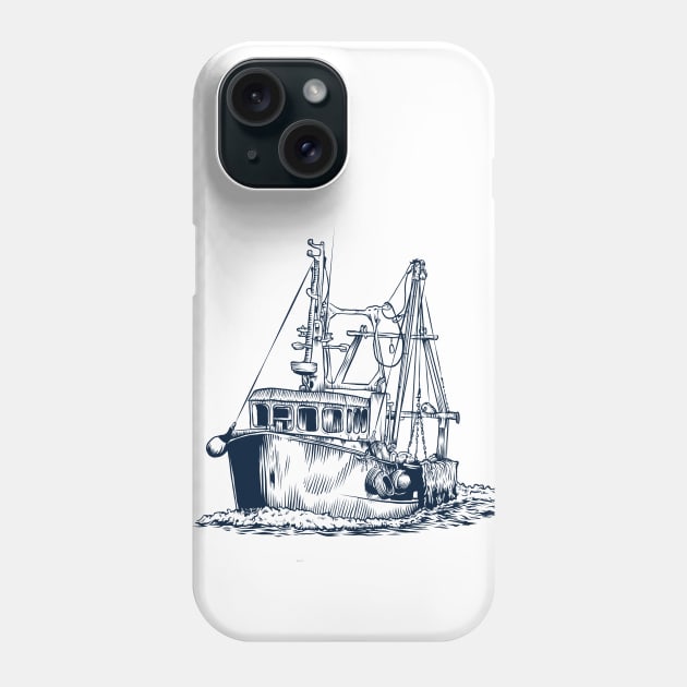 Fishing Boat / Vintage Fishing Boat / Fishing Boat Design Phone Case by Redboy