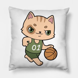 Cat at Basketball Sports Pillow