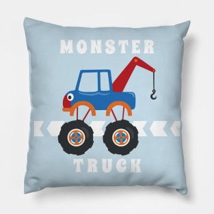 Vector illustration of monster truck with cartoon style Pillow