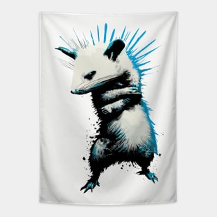 Funny retro punk opossum street art Tapestry