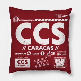 Vintage Caracas CCS Airport Code Travel Day Retro Travel Tag Pillow