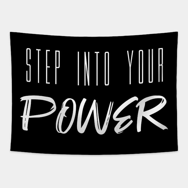 Step Into Your Power (Black) Tapestry by quoteee