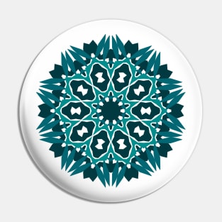 Teal Shades Leaf Mandala Pin