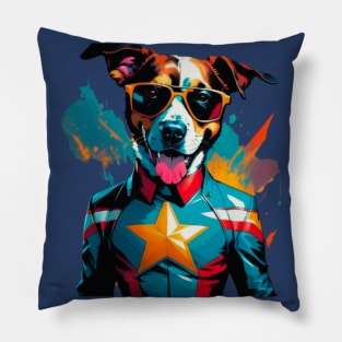 Captain American dog - pop art style tshirt Pillow