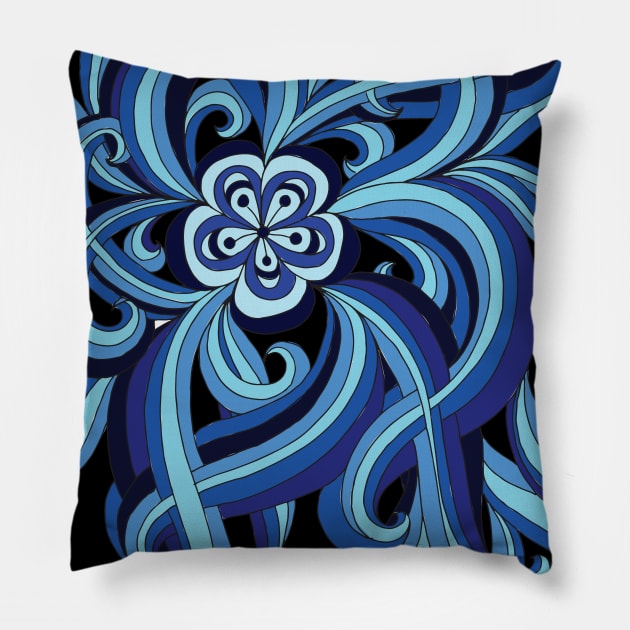Blue flowers Pillow by ColoringWithKristine