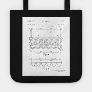 Egg Carton Patent - Kitchen Chef Farming Farmhouse Art - White Tote