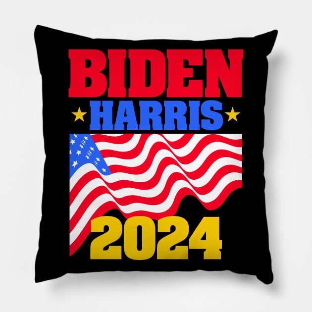 Biden-Harris 2024 for Dark Backgrounds Pillow by MotiviTees