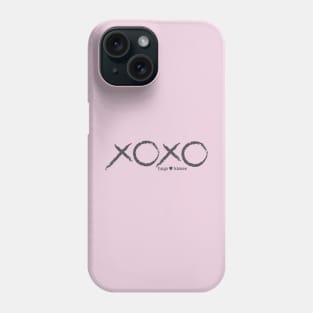 XOXO: Hugs and Kisses in Charcoal on Pink Phone Case