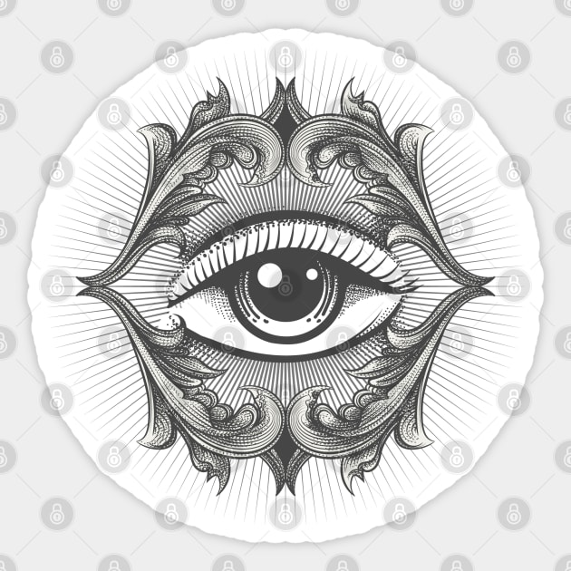 Engraving style tattoo of All Seeing eye masonic symbol. - Esoteric ...