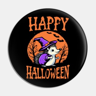 Happy Halloween Hedgehog Witch Pin