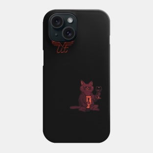 LitQ - Cute cat drinks wine on Valentine's Day anime art vibe Phone Case