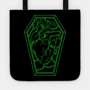 Human Heart in a Coffin Green Tote