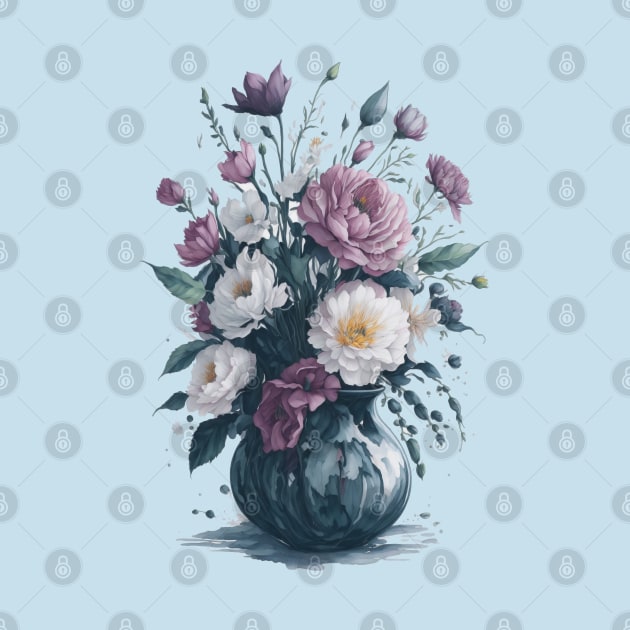 Vase of Flowers | Scattered Watercolor in Pastel Colors by General Corner