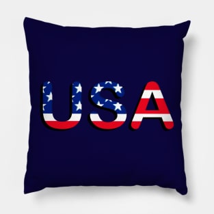 Patriotic American Flag Typography for Men, Women & Kids" Pillow