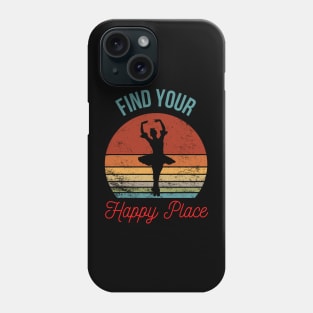 Find Your Happy Place: Retro Sunset Ballerina Silhouette Phone Case