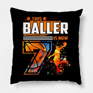 This Baller Is Now 7 Cool Basketball 7Th Birthday 7 Yrs Old Pillow