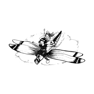 Dragonfly Vintage Art, Kids On The Wings T-Shirt