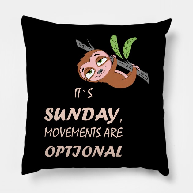 Funny Cute Lazy Relaxed Hanging Sunday Sloth Pillow by Foxydream