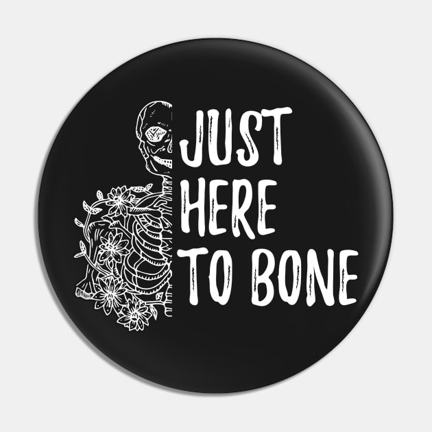 Funny Skeleton Just Here To Bone - Skeleton Belly Dance Halloween - Cute Sarczstic Skeleton Dance Orange Heart Halloween Pin by WassilArt