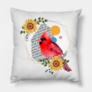 Sunflowers Cardinal Birds Pillow