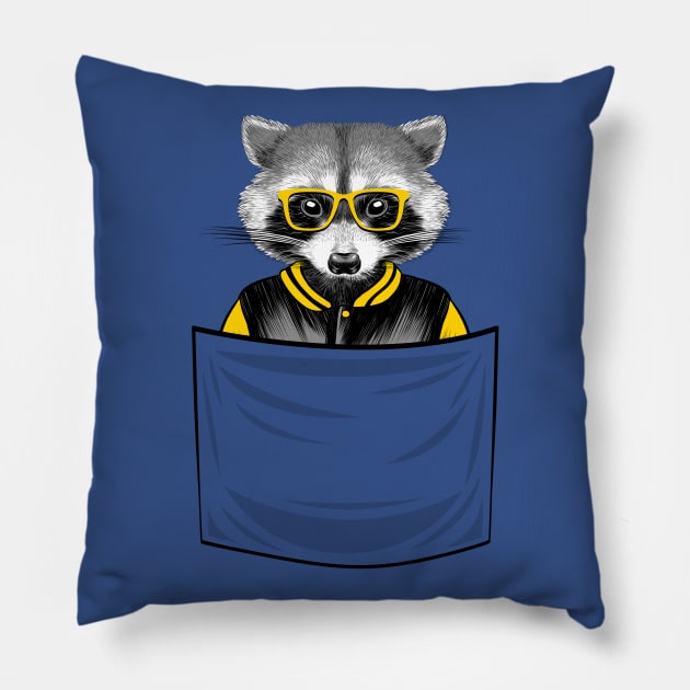 Nerd Raccoon Pocket Pillow by albertocubatas