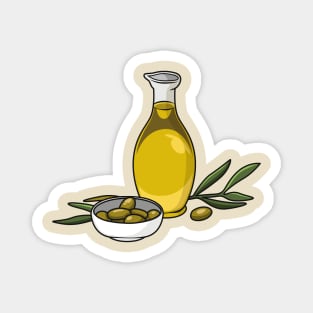 Olive oil cartoon illustration Magnet