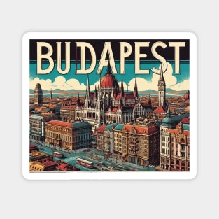 Budapest Travel Retro Poster Magnet