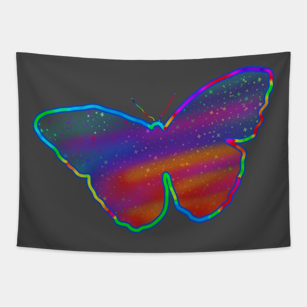 Neon butterfly Tapestry by Gavlart