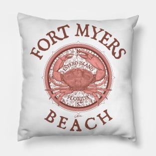 Fort Myers Beach, Florida, with Stone Crab on Wind Rose Pillow