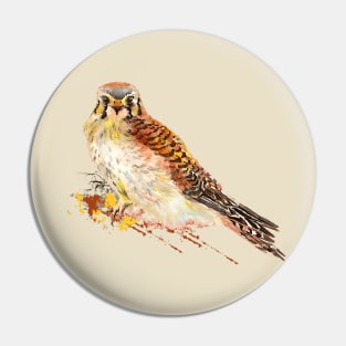 Watercolor Kestrel Wildlife Bird Nature Art Pin