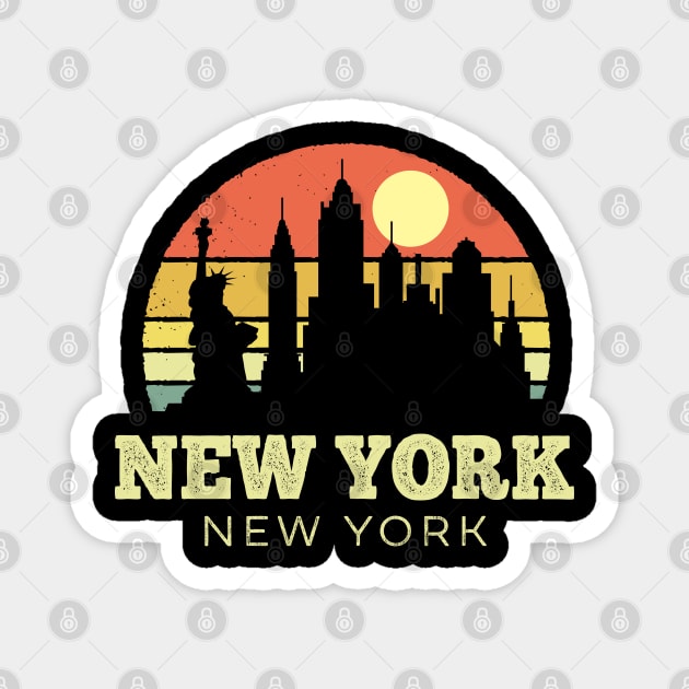 New York New York Vintage Sunset Magnet by DetourShirts