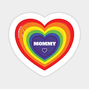 Womens Gay Lesbian Mommy LGBTQ Rainbow Hearts Pride Magnet