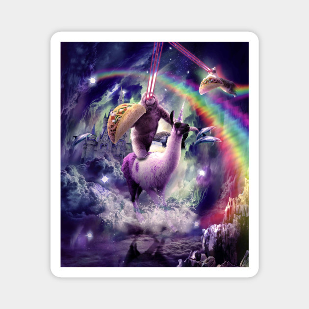 Rainbow Laser Sloth On Llama Unicorn Eating Taco Rainbow Laser