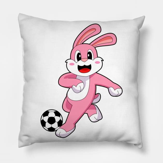 Rabbit Soccer player Soccer Pillow by Markus Schnabel