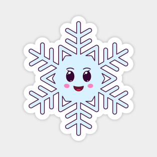 Cartoon Kawaii Snowflake with Cheerful Face Magnet