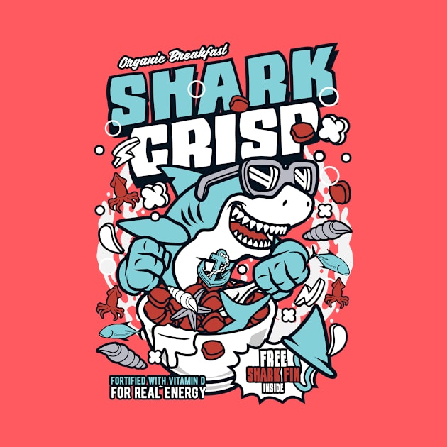 Retro Cartoon Cereal Box // Cereal Shark Crisp // Funny Vintage Breakfast Cereal by SLAG_Creative