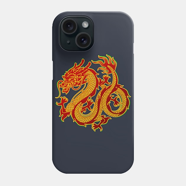 Yellow Dragon Red Phone Case by letnothingstopyou