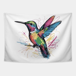 Hummingbird colorful painting design Tapestry