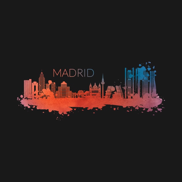 Madrid Watercolor Skyline by LR_Collections