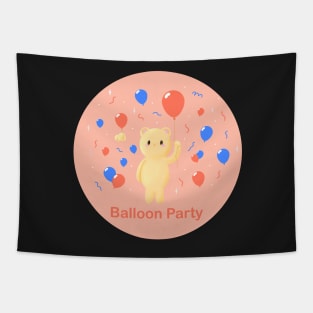 Balloon Party, cute teddy bear with lots of red and blue balloons having a party Tapestry