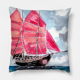 Red Sails Boat Pillow