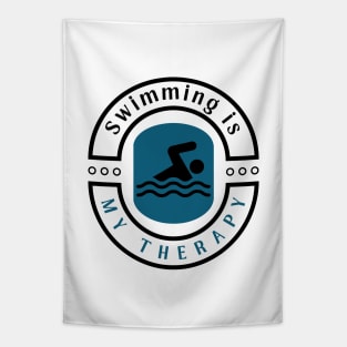 Swimming is my therapy funny motivational design Tapestry