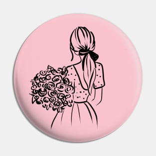 Girl with flowers Pin