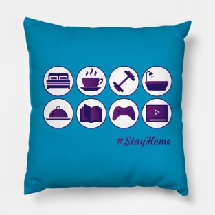 Stay home social distancing motivational logotype. Pillow